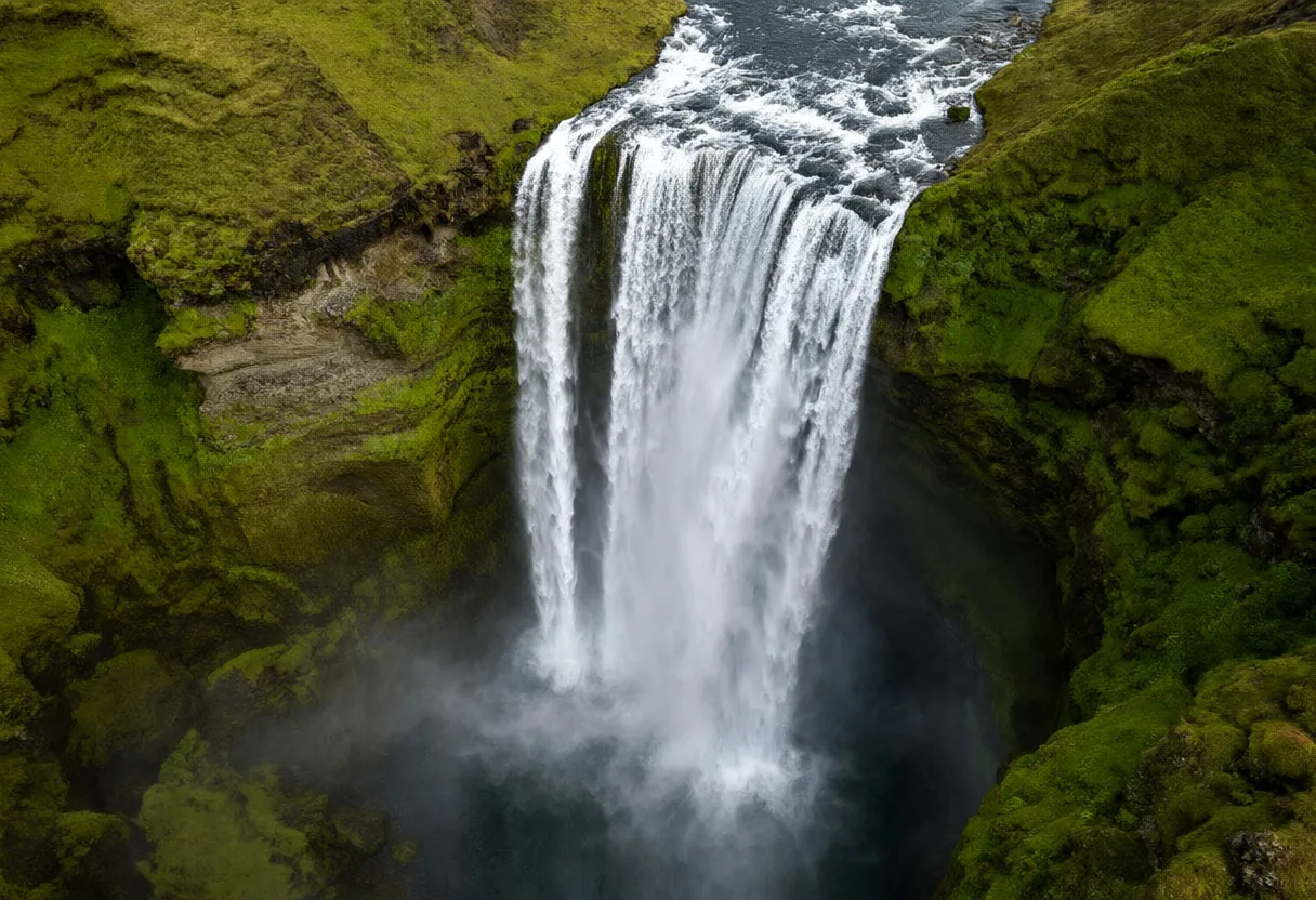 Icelandic Waterfall from a Drone