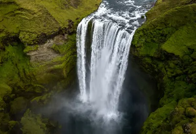 Icelandic Waterfall from a Drone