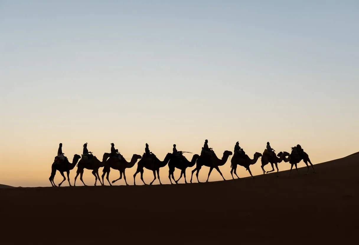 Sahara Dune Caravan Silhouette