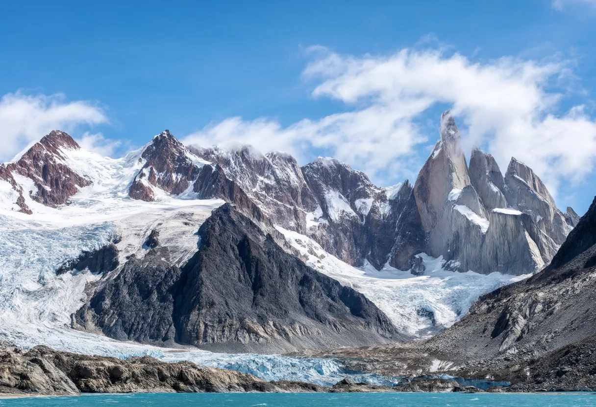 Patagonia Peaks above a Glacier