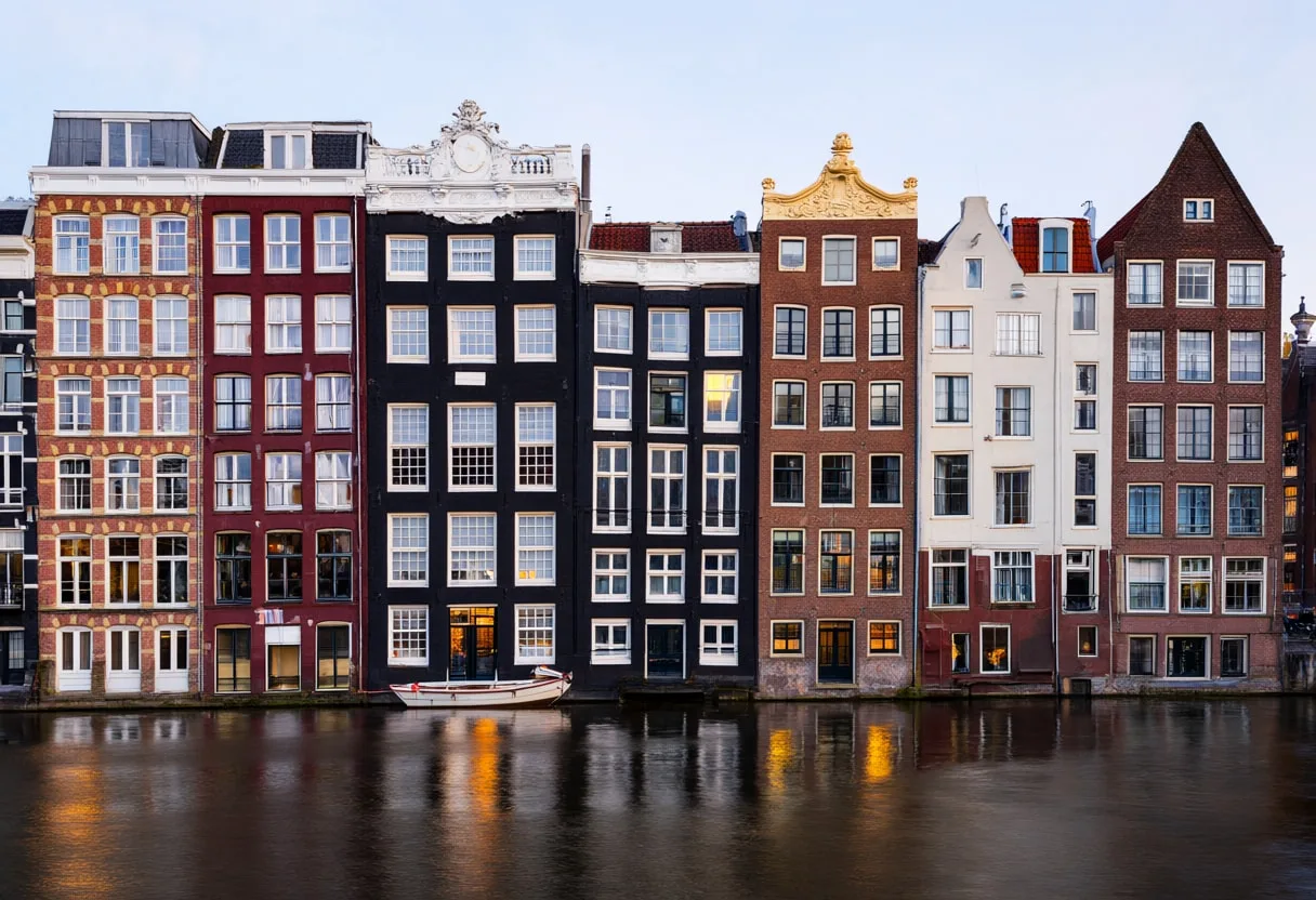 Amsterdam Canal Houses at Dusk