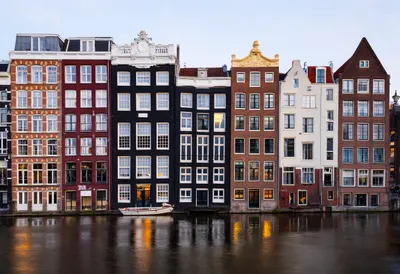Amsterdam Canal Houses at Dusk