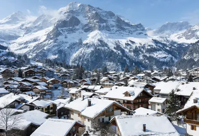 Swiss Alpine Village in Snow