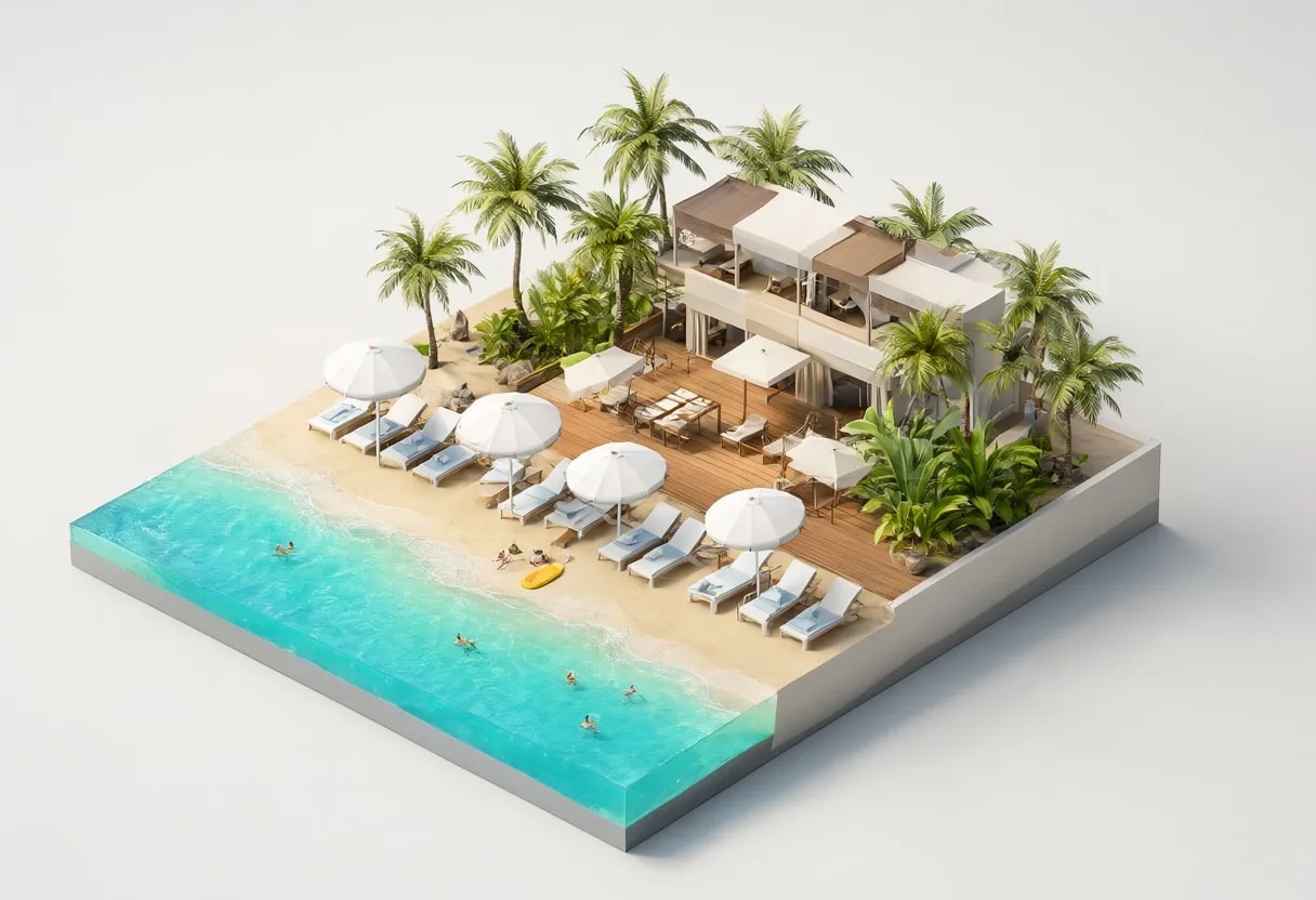 Isometric Beach Resort Illustration