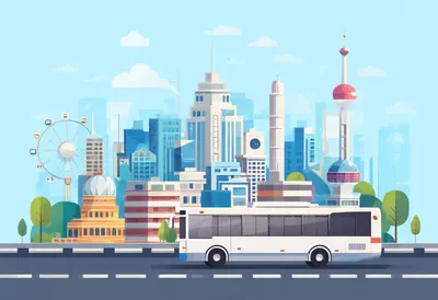 Flat Illustration of a City Trip
