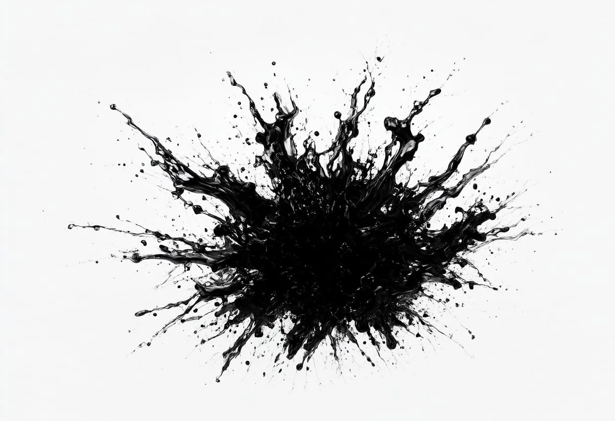 Black Ink Explosion on White