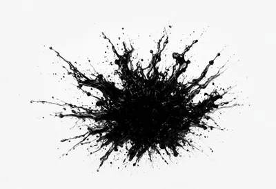 Black Ink Explosion on White