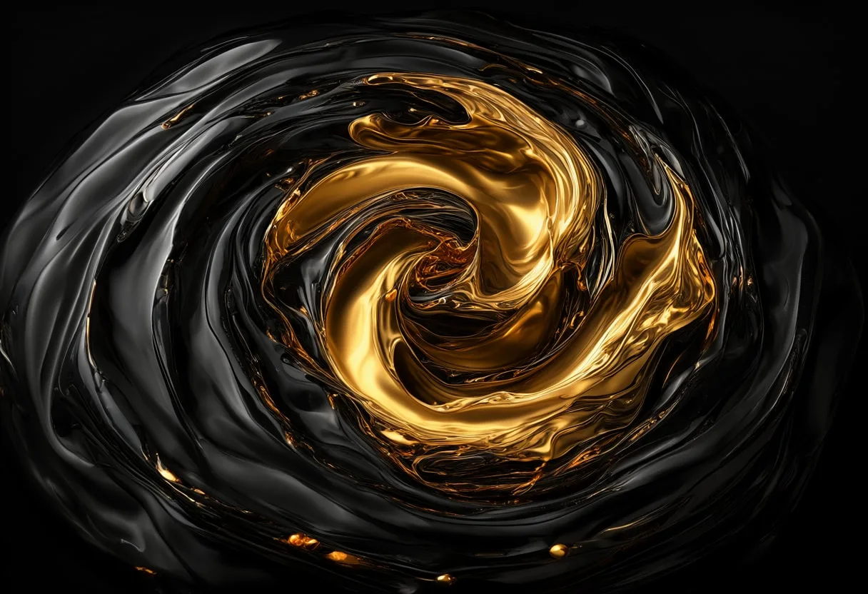 Liquid Swirl in Black and Gold