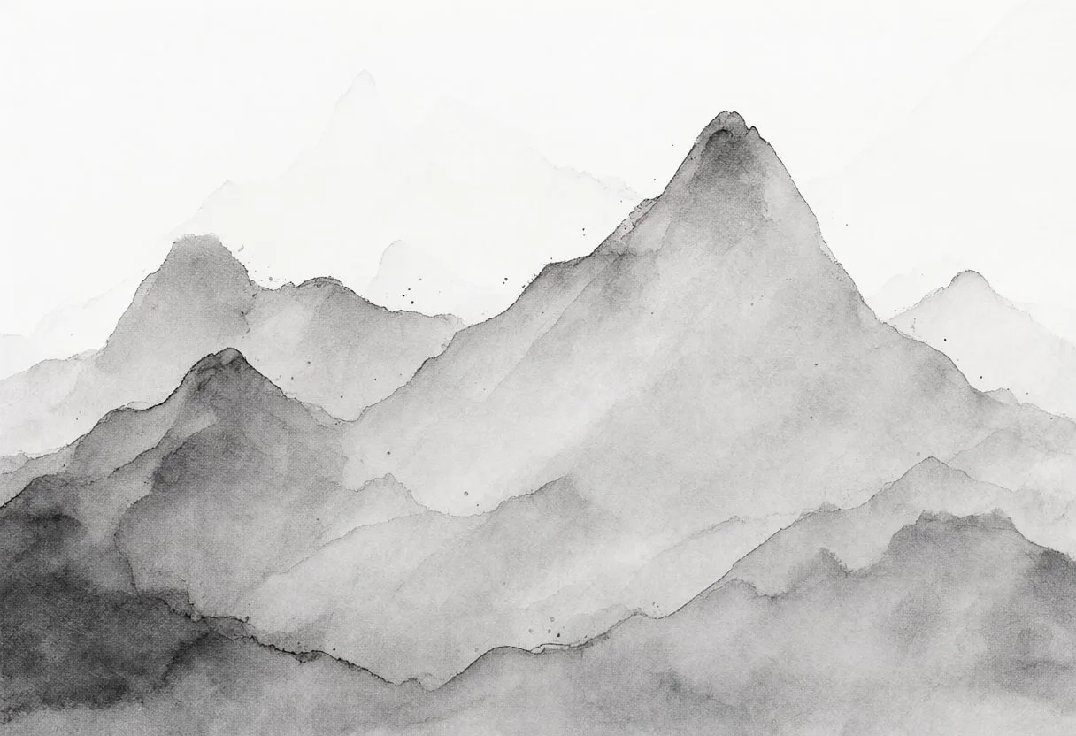 Ink Wash Mountain Abstraction