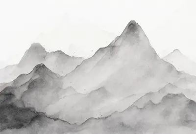 Ink Wash Mountain Abstraction