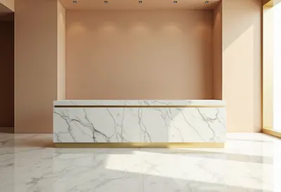 Marble Reception Desk with Brass Detail