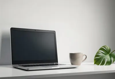 Minimal Workspace with Monstera Leaf