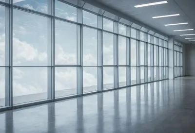 High-Rise Office Window with Reflections