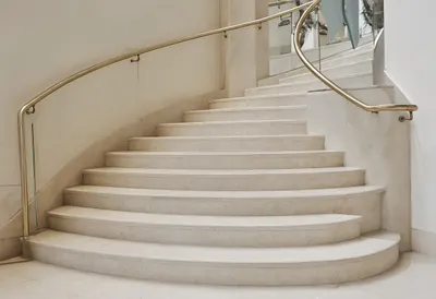 Marble Staircase with Brass Handrail