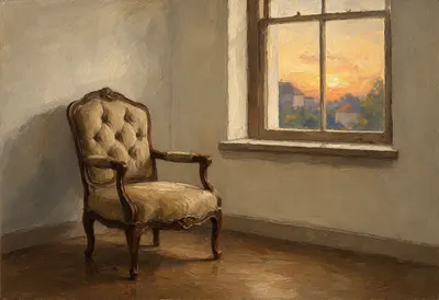 Oil Painting of a Chair by a Window