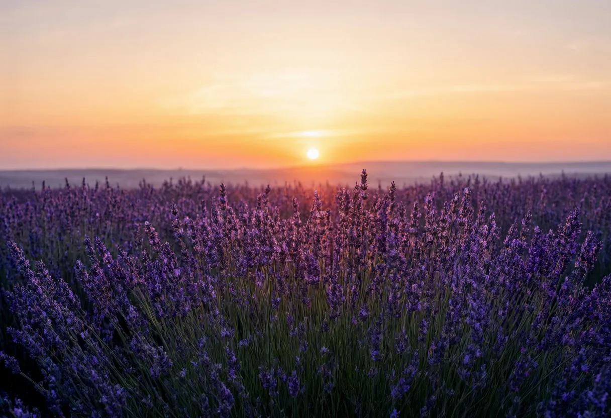 Lavender Rows at Sunset