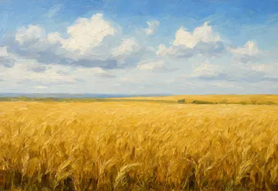 Oil Painting of a Golden Field