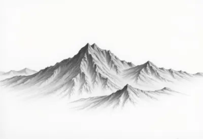 Graphite Sketch of a Mountain Ridge