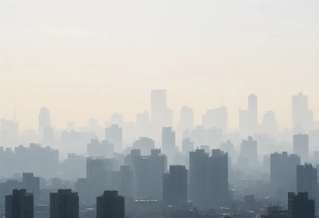 Foggy City Skyline at Dawn