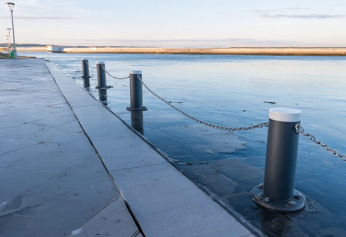 Riverside Promenade with Mooring Posts