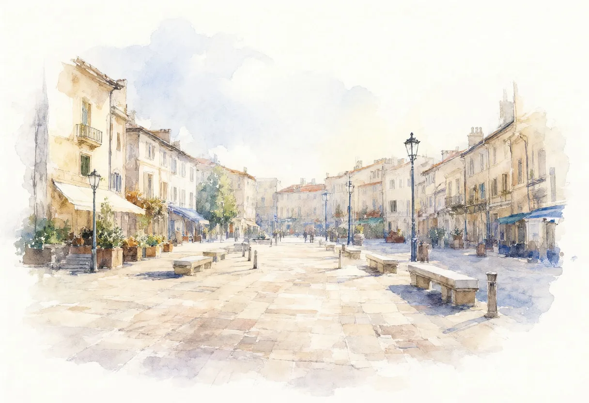 Watercolour Empty Market Square