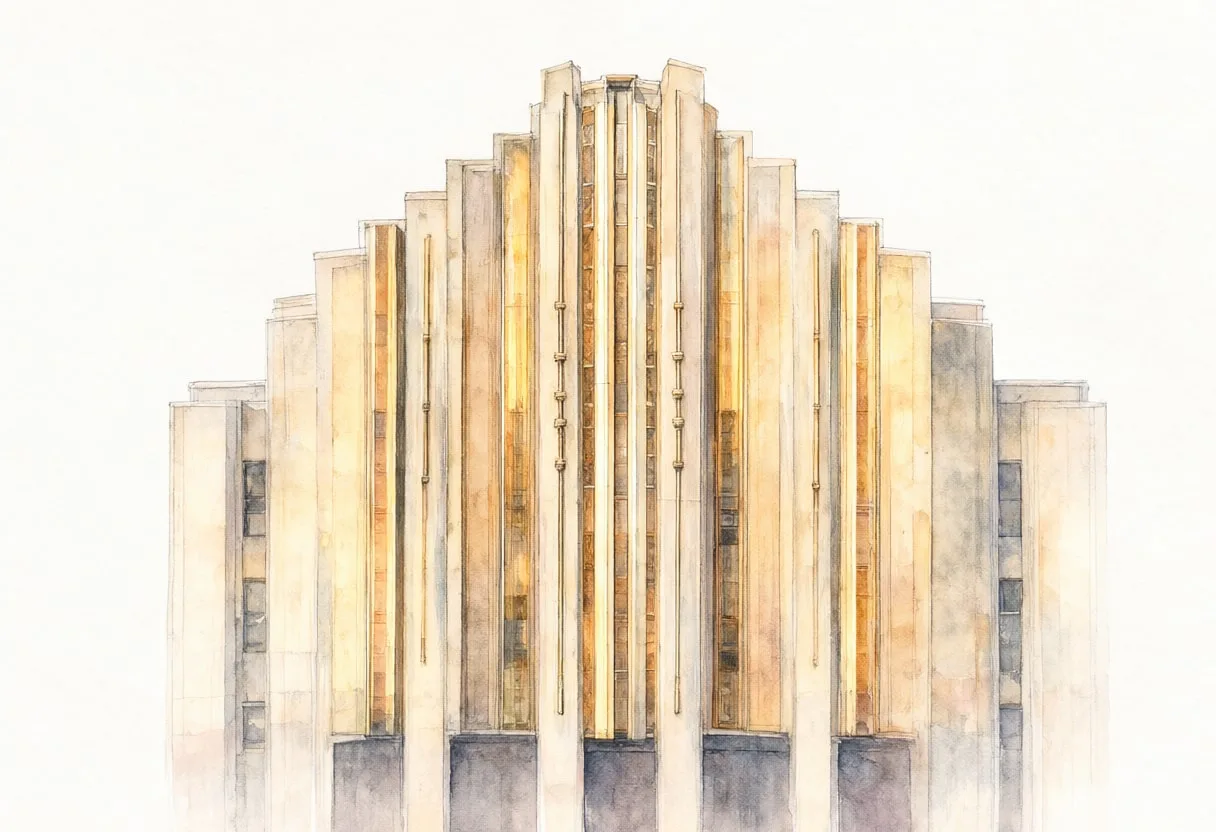 Watercolour Art Deco Facade