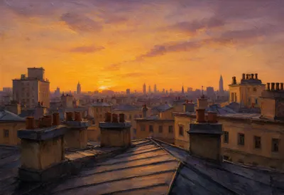 ภาพวาดสีน้ำมันวิวบนชั้นดาดฟ้า