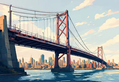 Poster Style Bridge Illustration