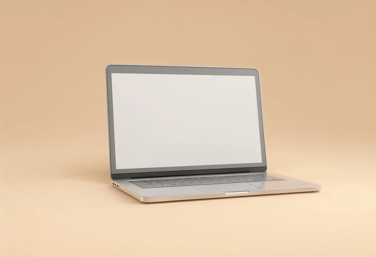 3D Minimal Laptop Half Open