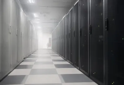 Server Room Aisle with Fog