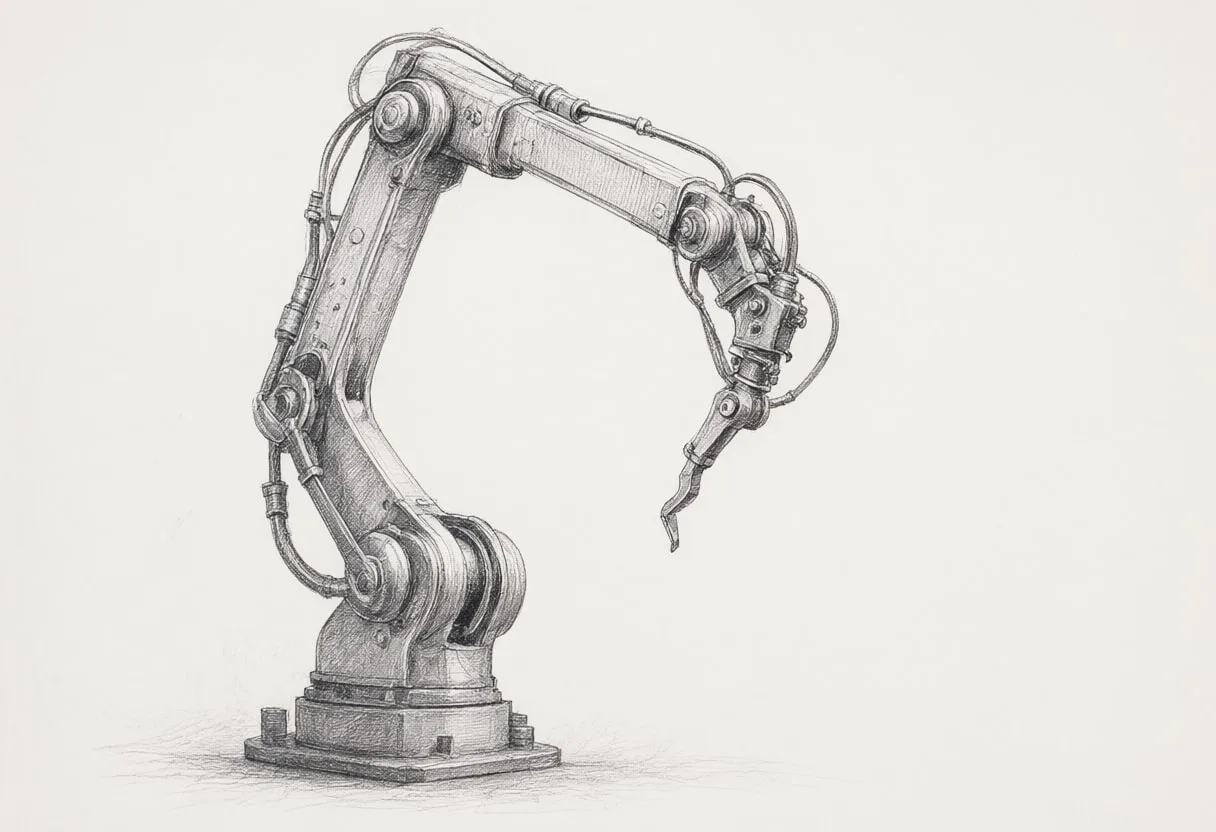 Charcoal Study of a Robotic Arm