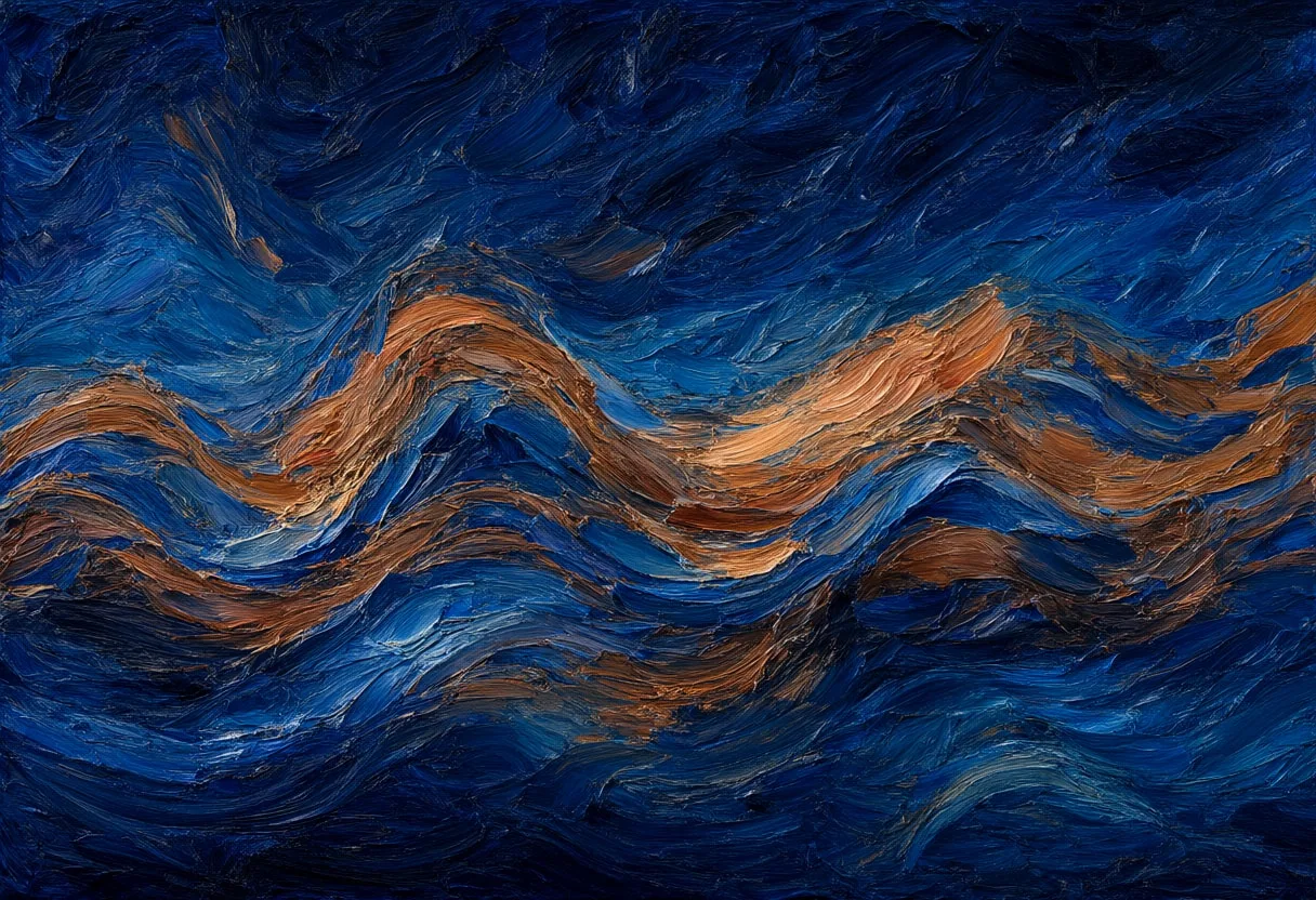 Oil Painting of Abstract Energy Waves