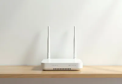 Router on a Wooden Shelf