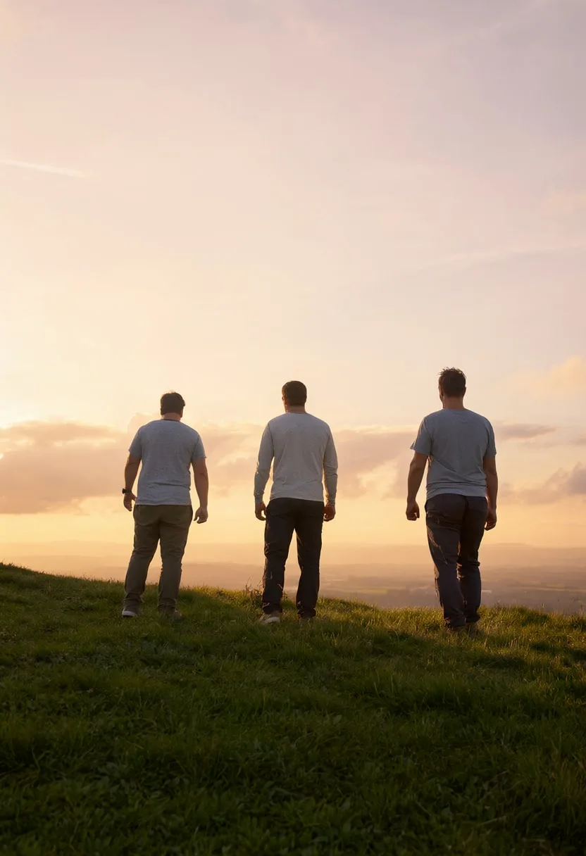 Family on a Hill Watching the Sunset