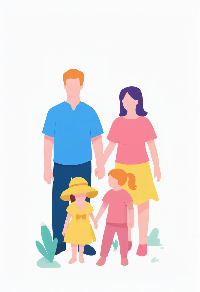 Flat Illustration of a Family