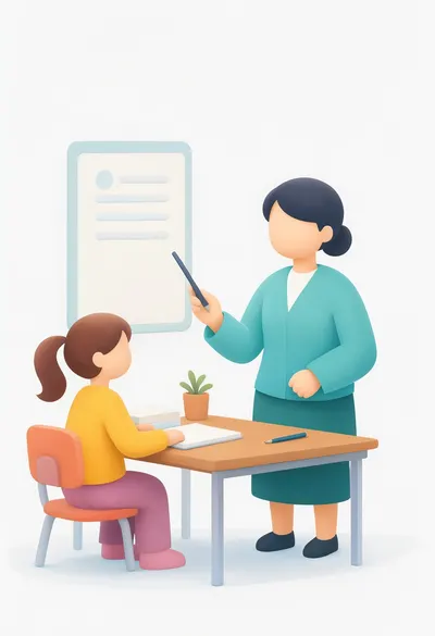Flat Illustration of a Teacher and Student