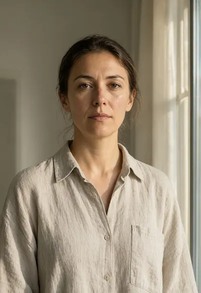 Woman in a Linen Shirt by a Window