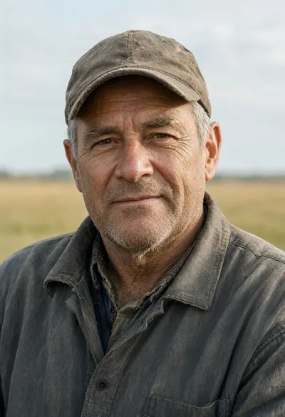 Farmer with Weathered Skin and a Cap