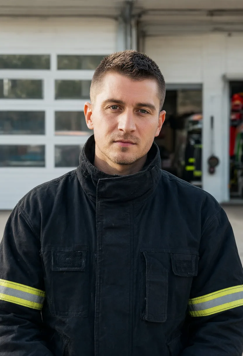 Firefighter without Helmet after a Call
