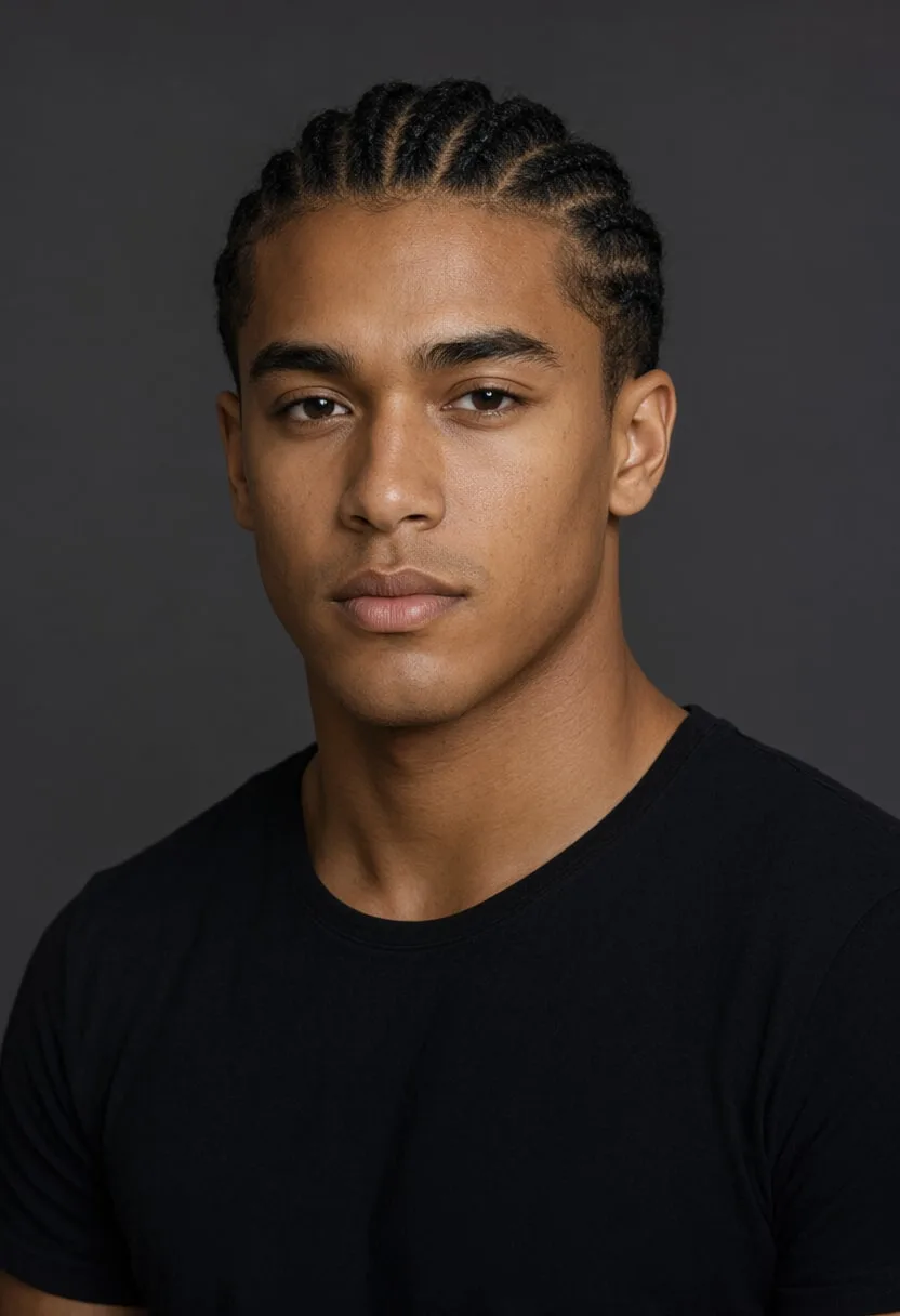 Young Man with Braids in a Studio