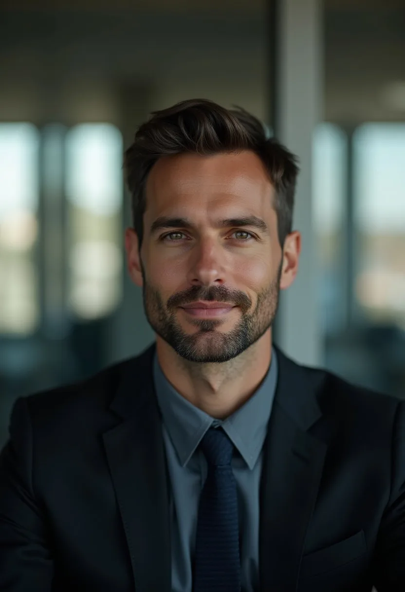 Portrait of a man in a suit in a quiet office