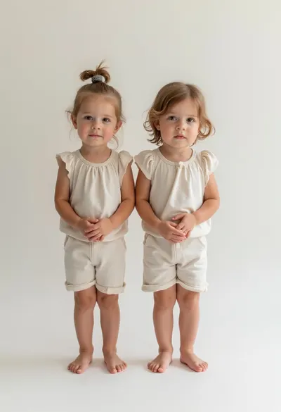 Twins Standing Side by Side