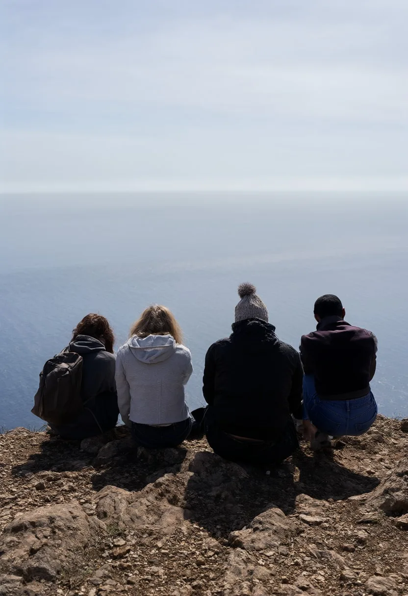 Group of Friends on a Cliff Edge
