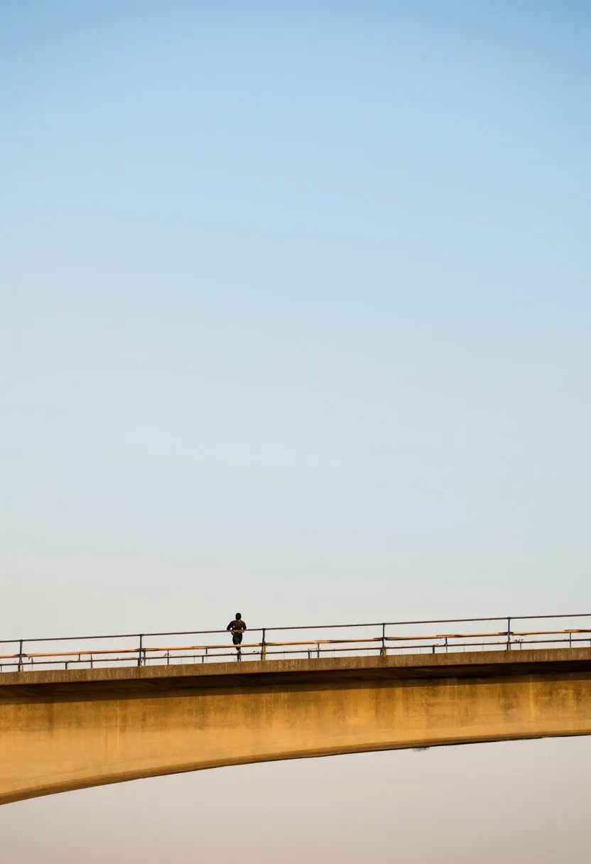 Runner on a Bridge at Sunrise