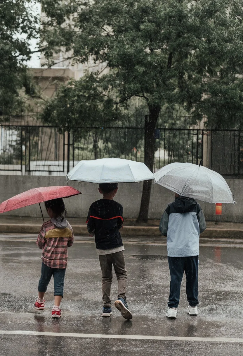 Children Playing in the Rain