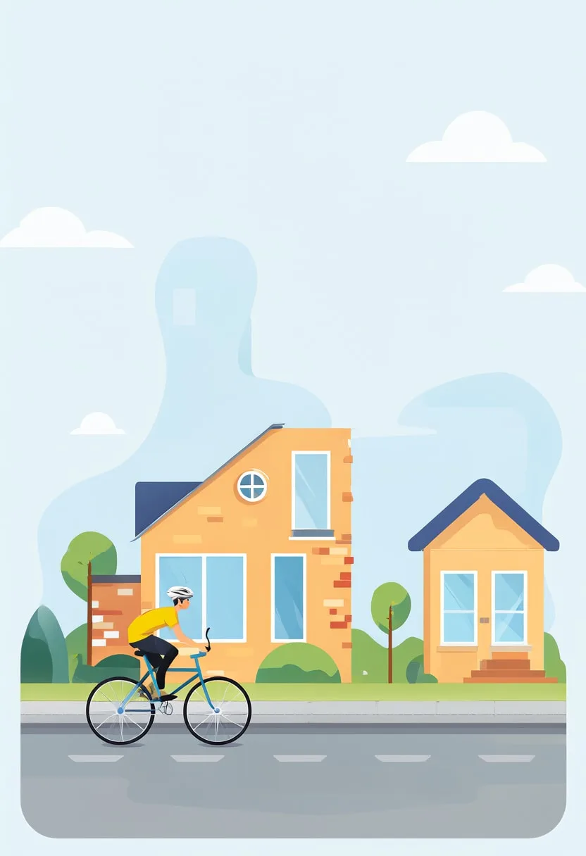 Flat Illustration of a Cyclist Commuting