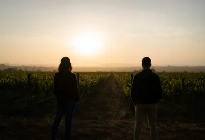 Two Friends on a Vineyard Hill