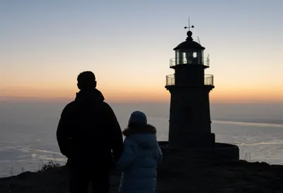 Family at a Lighthouse Viewpoint