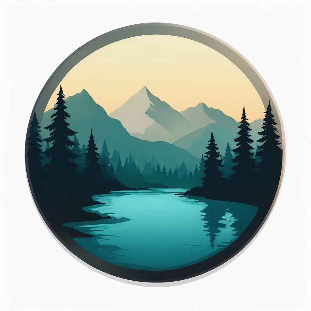 Mountain Lake Scene Badge