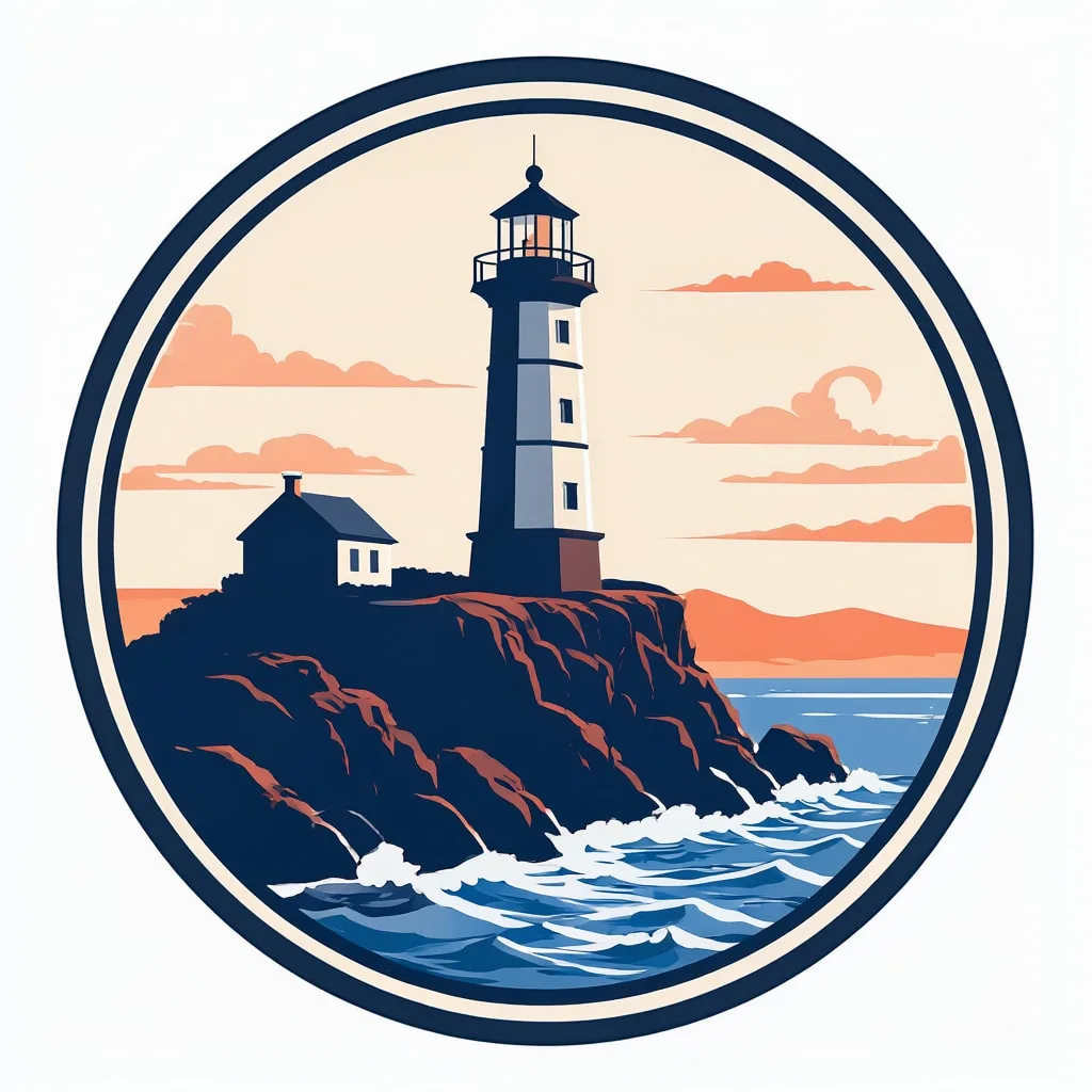 Coastal Lighthouse Scene Badge